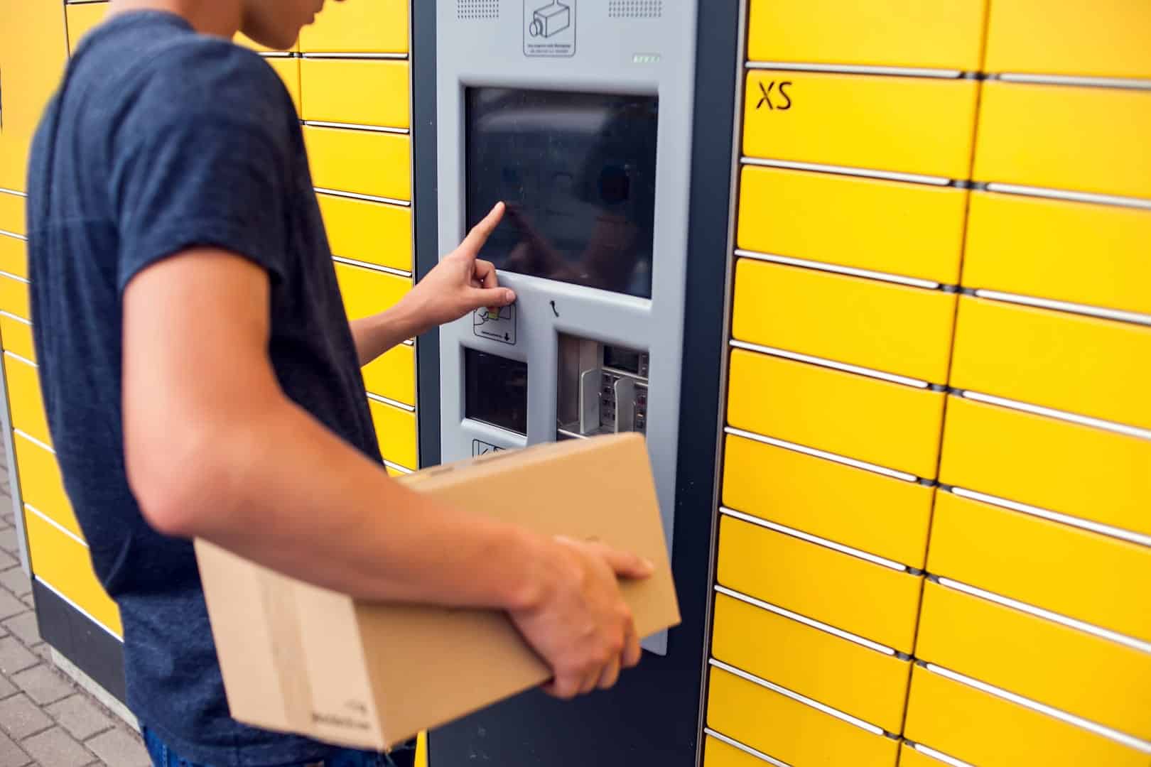 Person using automated parcel locker